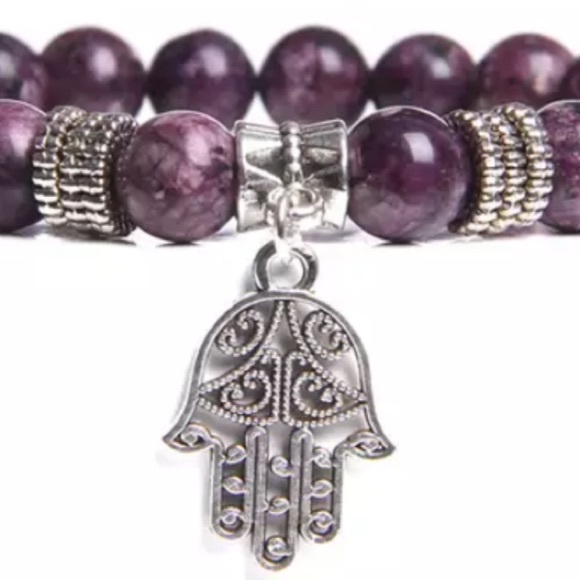 ✨Charged✨  Lepidolite Hamsa bracelet - Picture 2 of 2